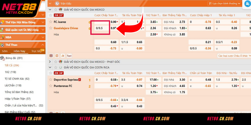 Cách tham gia kèo chấp 1/4 tại NET88