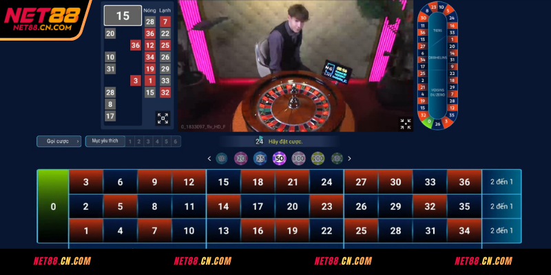 Live Roulette NET88 được Dealer điều hành trực tiếp